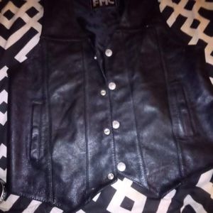 Men's leather FMC Vest buffalo nickel  button down